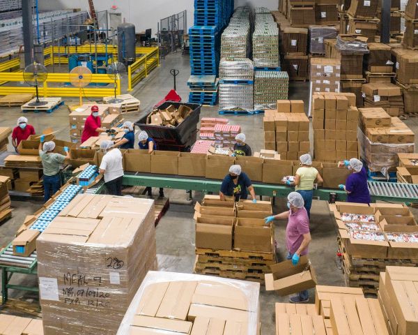 Warehouse team coordinating inbound pallets